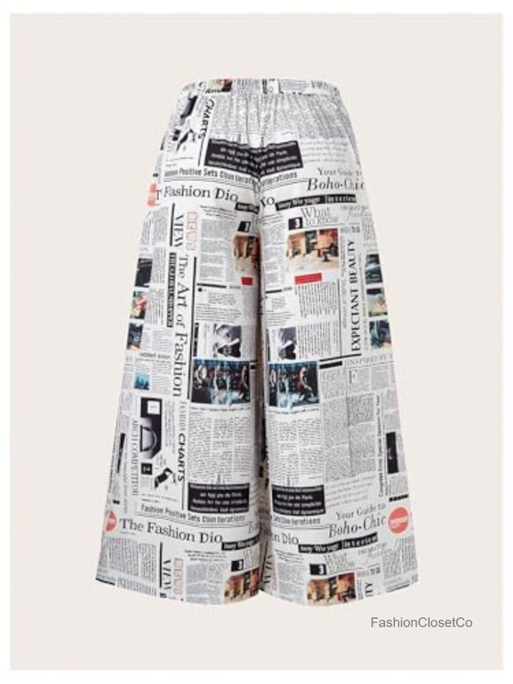 Plus Size Wide Leg Palazzo Pants with Pockets - Elastic High Waist - Picture 2 of 5